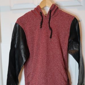 Two-Tone Hoodie (Faux Leather)